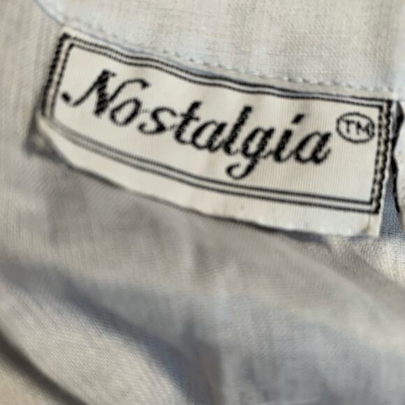 Vintage 90s Crinkle Lace Panels Maxi Dress Medium Pastel Blue Floral Pattern - Picture 7 of 9